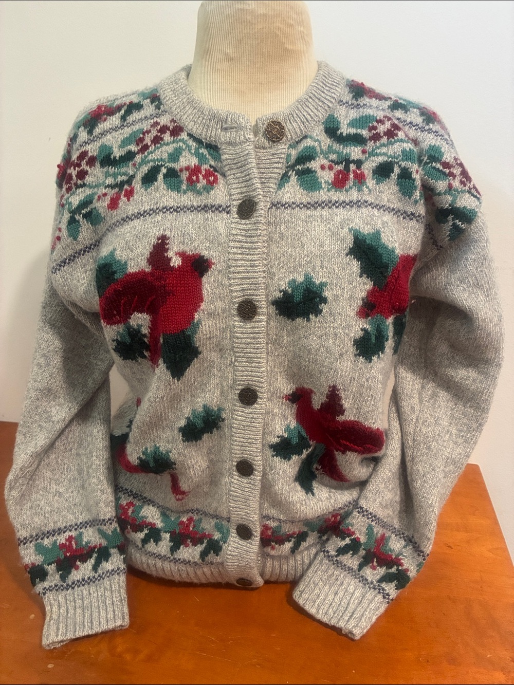 vintage Northern Treasures cardinal Christmas sweater S